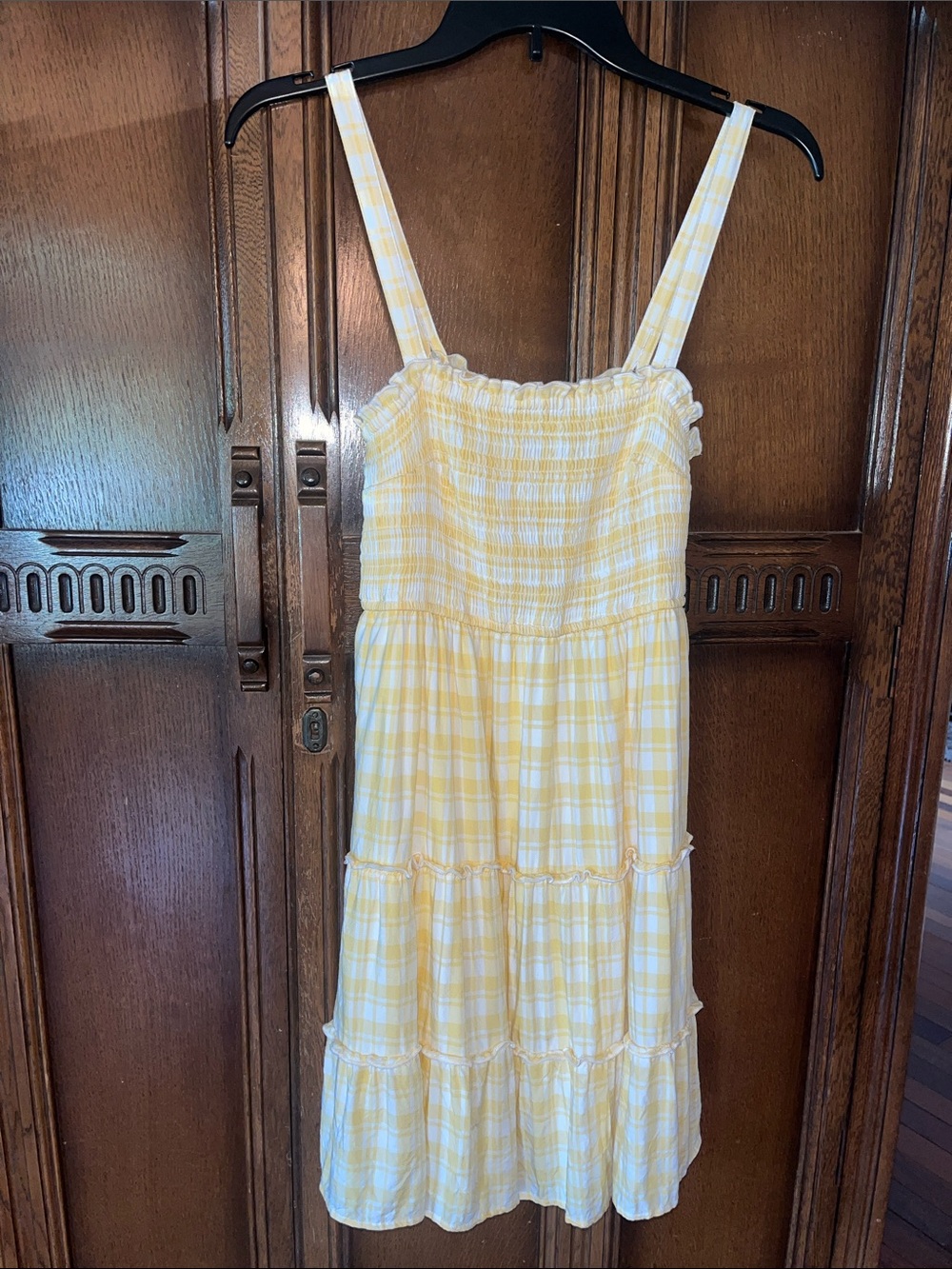 Hollister Yellow & White Smocked Sundress Top